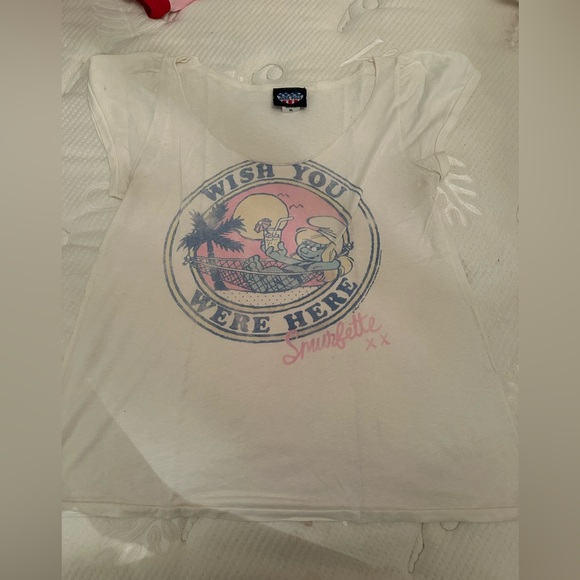 Wish you were here smurfette shirt junk food - Picture 1 of 6